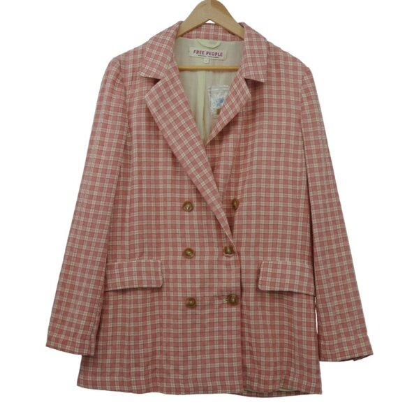 NWT Free People Pink & White Oversized Coat Size S - Picture 1 of 12